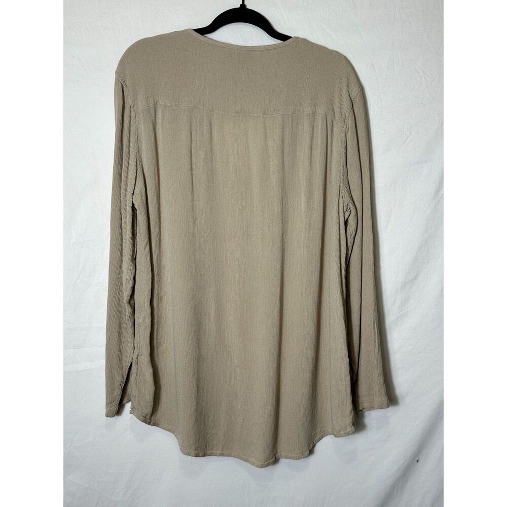 ASOS Utility Soft Long Sleeve Relaxed Viscose T-Shirt Deep V-Neck Beige Size L - Picture 3 of 4